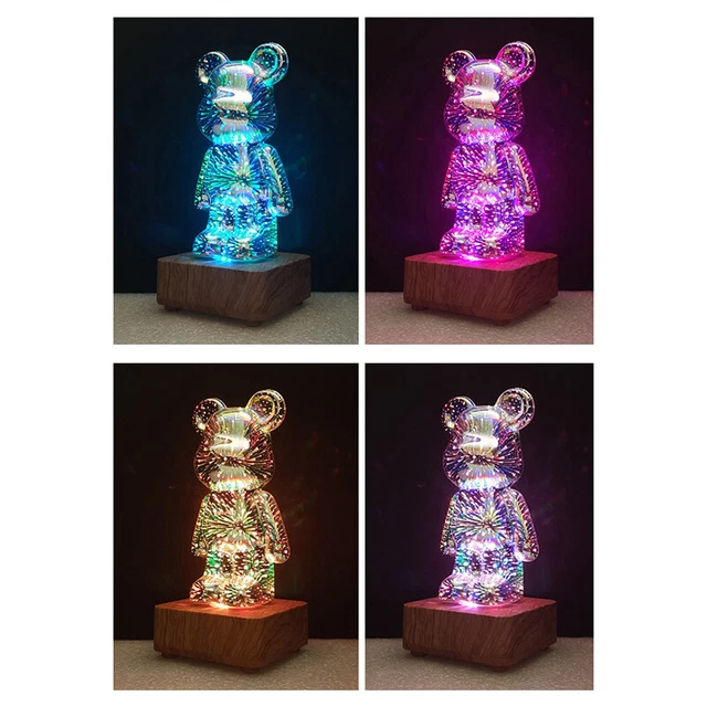 Lampada da tavolo in vetro amore cartone animato orso romantica calda atmosfera sognante lampada da comodino
