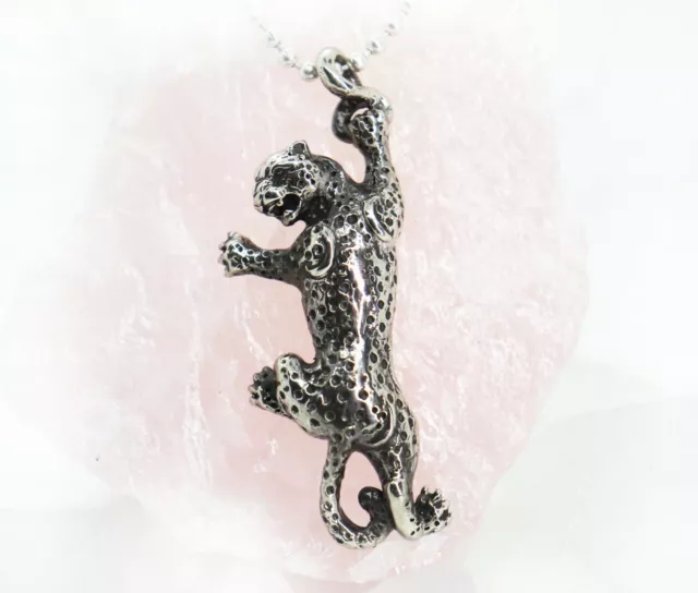 Climbing Cheetah Sterling Silver Pendant