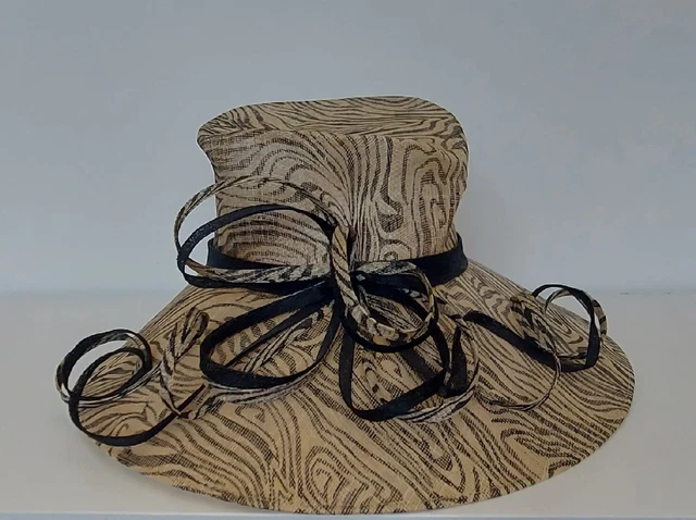 Cappello formale Beth Morgan paglia matrimonio zebra dettaglio perline