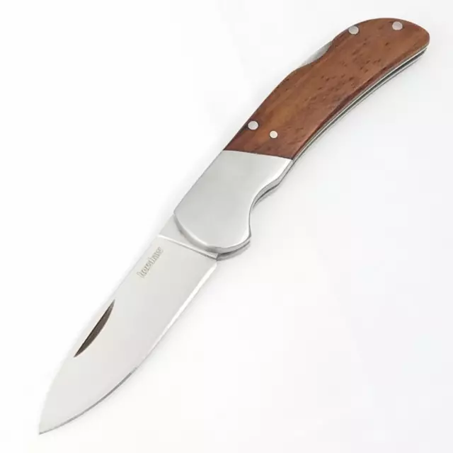 Kershaw Baseman Pocket Knife Lockback Brown Wooden Handle Stainless Folding