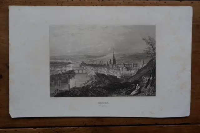 Rouen-General View- Original Engraving Mid-19Th Century By Rouargue- France