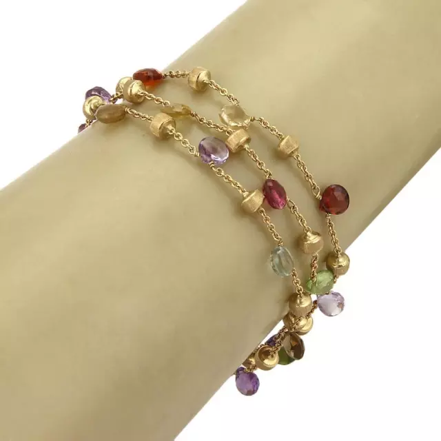Marco Bicego PARADISE Multicolor Gems 18k Yellow Gold Triple Strand Bracelet Marco Bicego PARADISE Multicolor Gems 18k Yellow Gold Triple Strand Bracelet