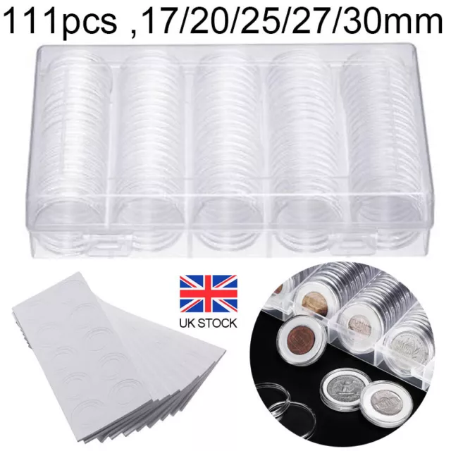 100X Round Coin Cases Clear Plastic Capsules Holder Collection Storage Box 30mm