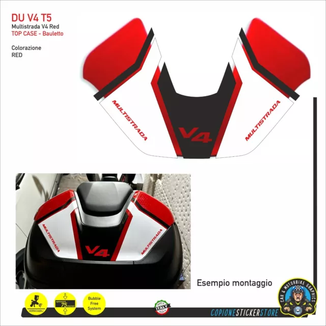 Kit de Pegatinas Superior Caso Bauletto Red para DUCATI Multistrada V4 Du VA T5