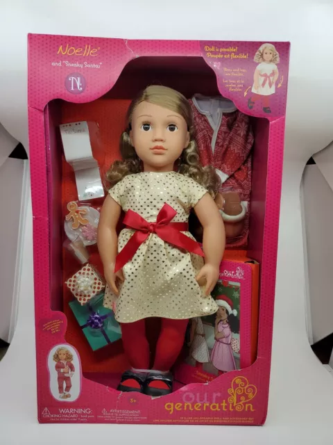 Our Generation Deluxe 18" Posable Christmas Doll Noelle With Book Holiday