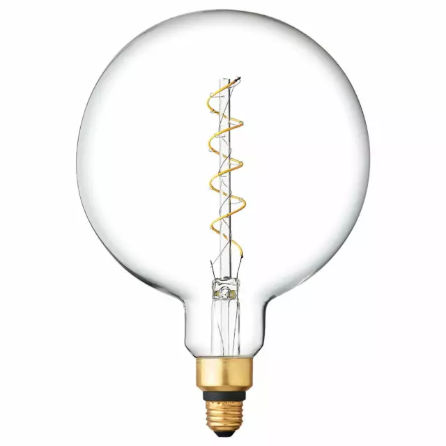 2 pack GE Globe LED Vintage Light Bulb, Spiral G63 Clear Glass LED Edison Bulb,