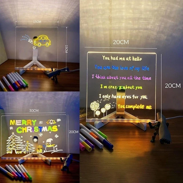 Light Up Your Notes! LED Acrylic Dry Erase Board – Fun Standing Message Board For Kids