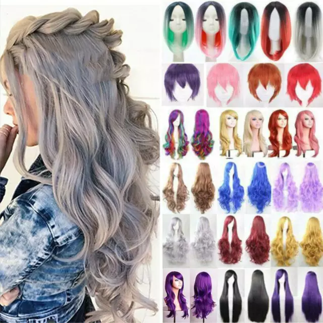 Woman's Long Curly Hair Full Wig Straight Wigs Party Anime Cosplay Prop Dress Up