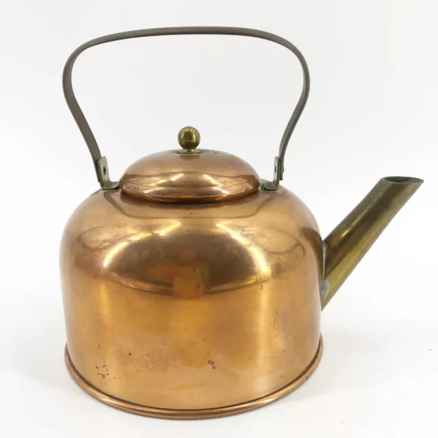 Coppercraft Guild Copper Teapot Brass Handle & Spout Taunton Mass 4" Tall 2 Cups