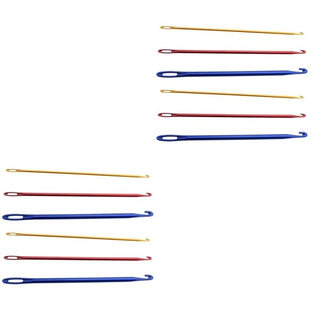 12 PCS Aluminium Grand Trou Crochet Aiguilles Tissage Outils Outils à tricoter