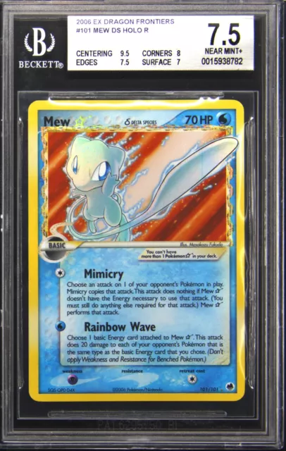 2006 Ex Dragon Frontiers #101 Mew Holo Ultra Rare Pokemon BGS 7.5