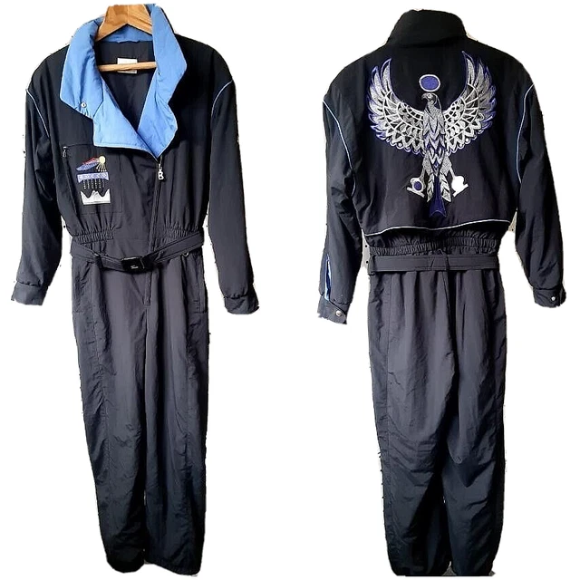 SELTENE BOGNER Bestickter Adler Ski Snowboard Anzug Overall Damen W-Germany...