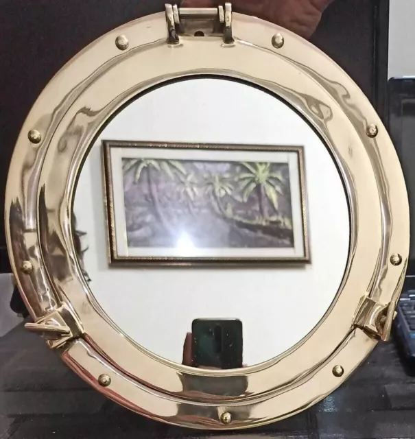 12"Brass Porthole Mirror Nautical Wall Working Ship Cabin Window Decorative item