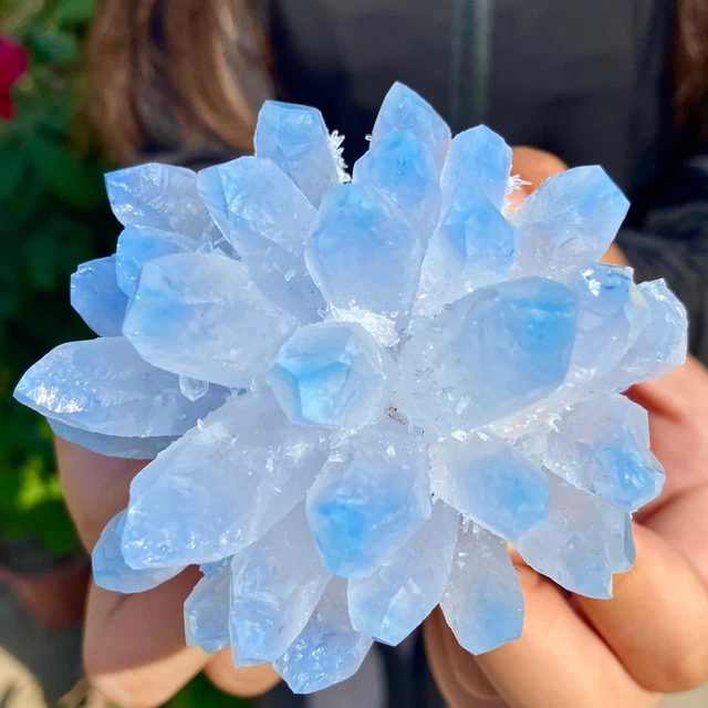363G New Find Blue Phantom Quartz Crystal Cluster Mineral Specimen Healing.