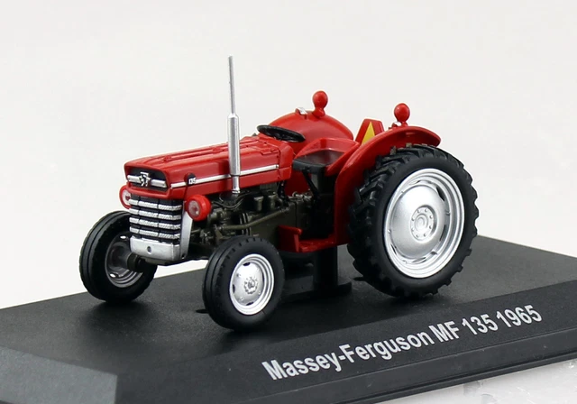 Tracteur Massey-Ferguson MF 135 1965 Miniature 1:43 - Hachette Die-cast, En Métal, Avec Vitrine En Méthacrylate