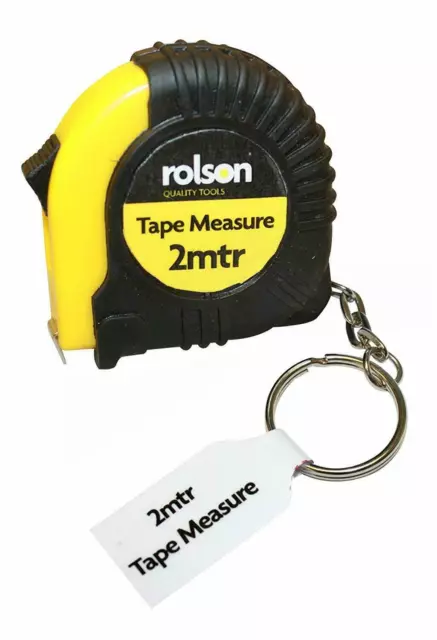 Rolson 2 Metre Tape Measure Keyring Pocket Tool Metric & Imperial DIY Rule Gift