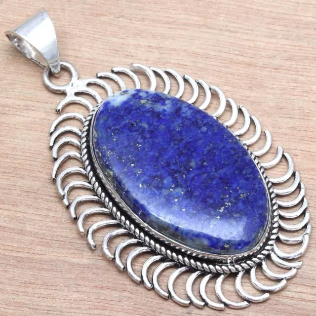 925 Silver Lapis Lazuli Gemstone Gift For Her Jewelry Pendants 2.5"