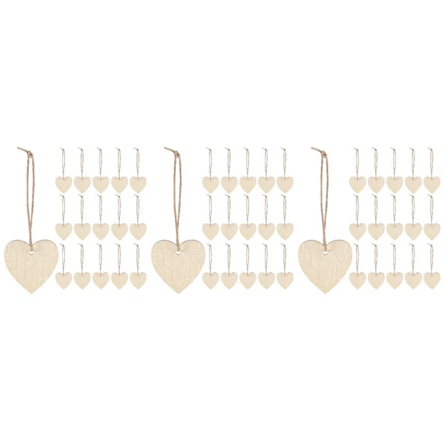 600 Pcs Wood Love Pendant Craft Hearts Shape Embellishments