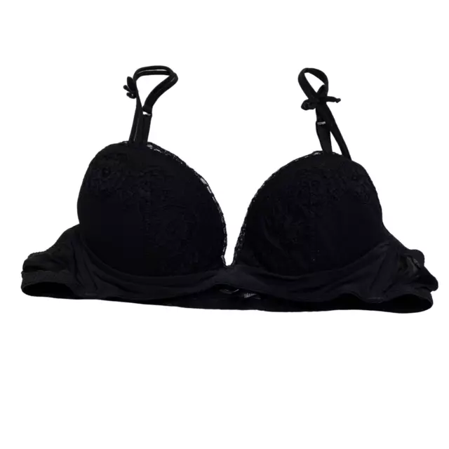 La Perla Size 32B Black Lace Underwire Push Up Bra Lightly Lined Softly Padded