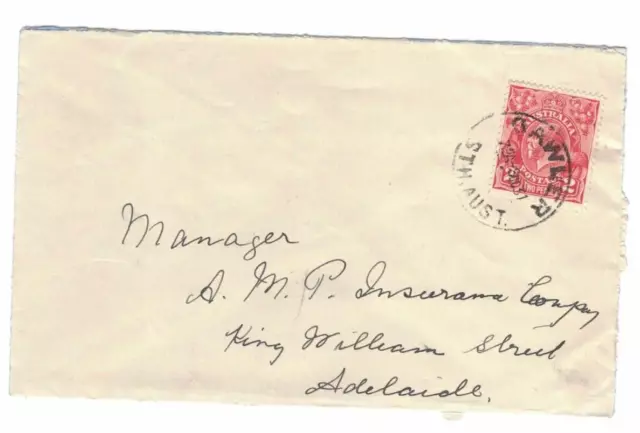 APH1483) Australia 1931 2d Red KGV Die 3 variety on cover to AMP Society,