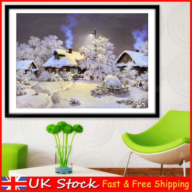 5D DIY Canvas Picture Art Crafts Snowhouse Landscape Picture Handmade Home Decor