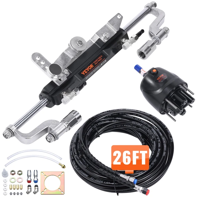 Bestauto Sistema De Dirección Fuera De Borda Cable De Dirección De Barco De 10 Pies, Sistema De Dirección Marina De 10 Pies, Eje De 3/4 Pulgadas Con Rueda De 13.5 Pulgadas