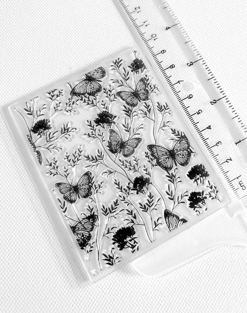 Klare Silikon Stempel Blumen Schmetterling Hintergrund Sammelalbum Karte