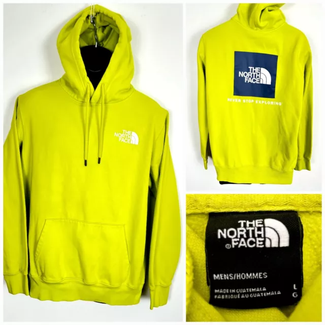 The North Face Hoodie Mens Large Yellow Heavyweight Hooded Sweatshirt TNF