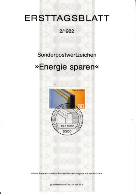 Deutschland Bund Energie sparen ETB Mi 1119, Bonn 13.01.82