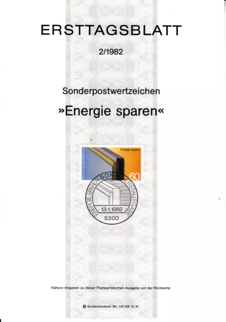 Deutschland Bund Energie sparen ETB Mi 1119, Bonn 13.01.82