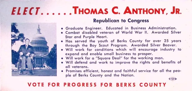 Thomas C Anthony Berks County Political Blotter Republican to Congress Vintage