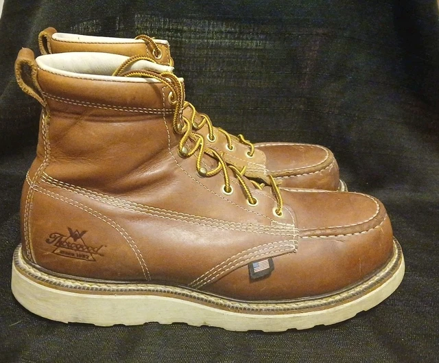 Thorogood 804 4200 Mens 6 Leather Moc Soft Toe Work Boots Brown Size 