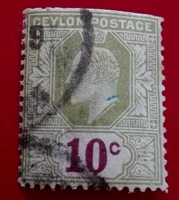 Ceylon:1910 King Edoardo VII 10 C. Francobollo da collezione.