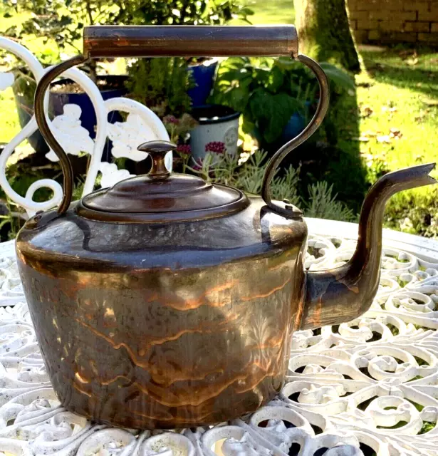 Antique Victorian Copper Kettle vintage Large Teapot Kitchen Stylish Old 3