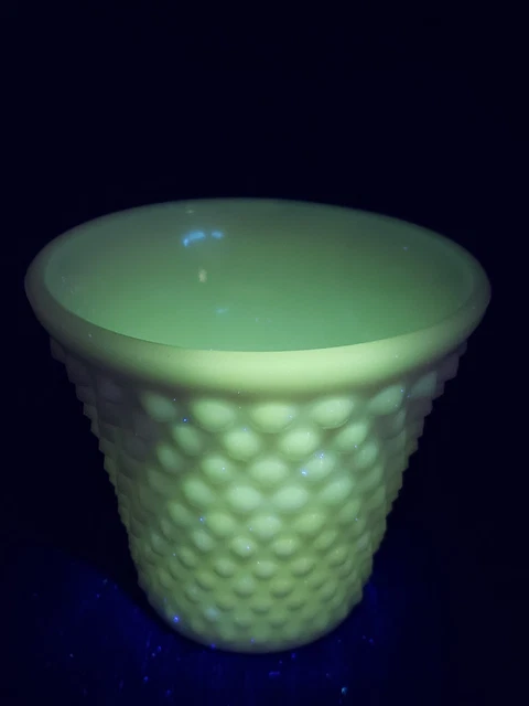 Fenton Hobnail Milk Glass 4” Tall Planter Vase Smooth Top Glows