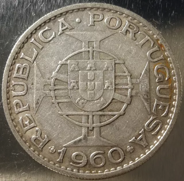 MOZAMBIQUE pièce monnaie ARGENT 20 Escudos 1960 PORTUGAL KM#80