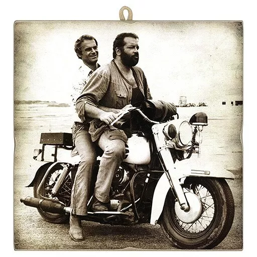 KUSTOM ART Quadretto Bud Spencer e Terence Hill Stampa su Legno 23 x 23 cm.