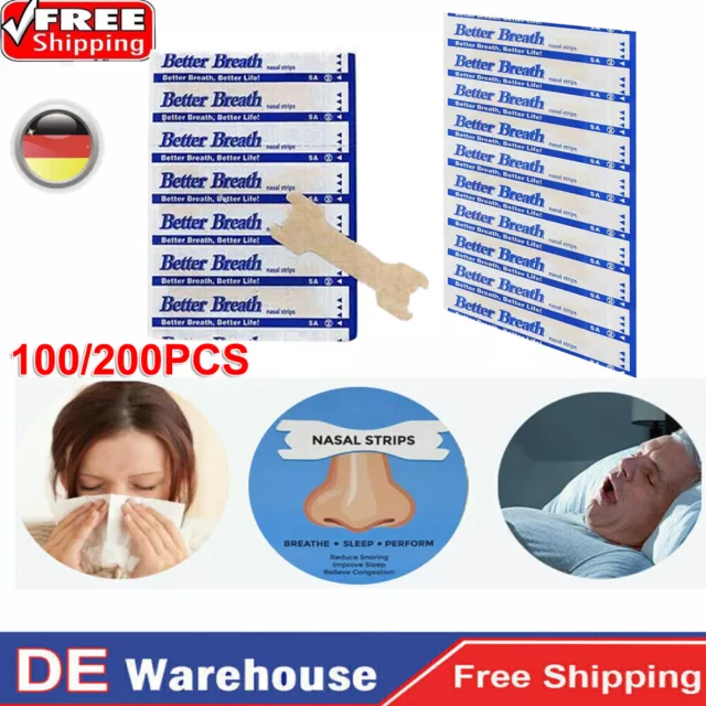 Nasenpflaster Better Breath 100-200x Nasenstrips Besser Atmen Anti Schnarchen