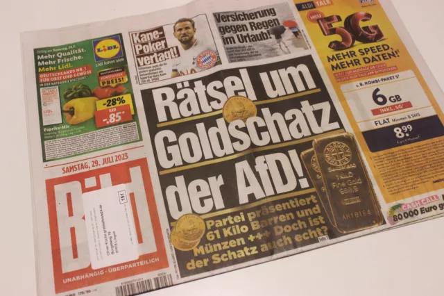 BILDzeitung 29.07.2023 Juli Geburt Geburtstag AFD Goldschatz Kane Poker