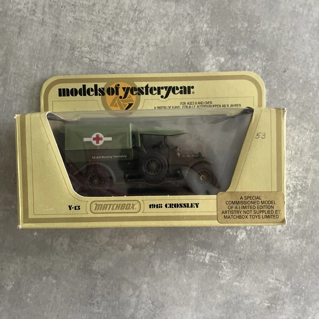 CODE 3 MATCHBOX Models of Yesteryear Y13 - 1918 Crossley - 1st Aid ...