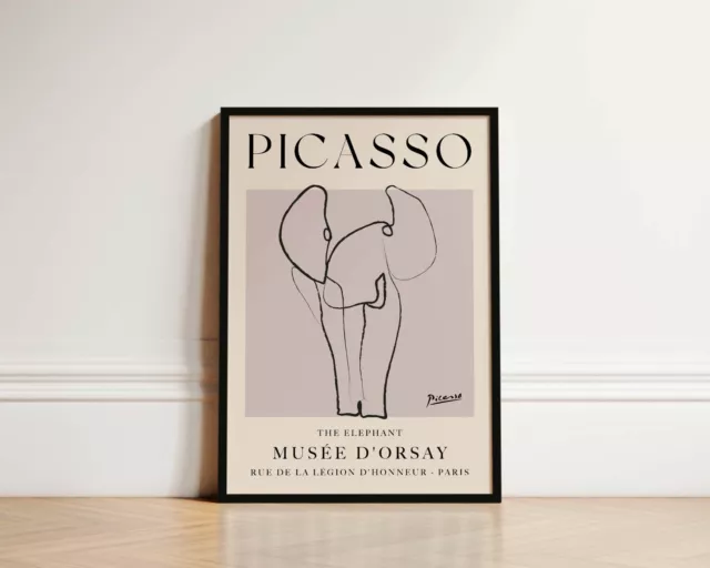 The Elephant Pablo Picasso Print Animal Nature Line Art Drawing Artwork Poster