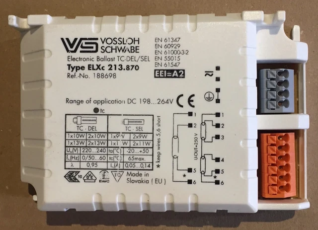VS VOSSLOH SCHWABE ballast électronique ELXc 213.870 IP20 220V (4) EUR ...