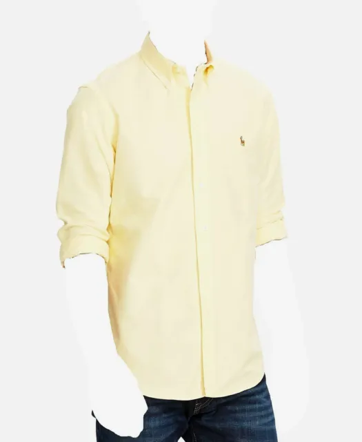 $90 Polo Ralph Lauren Kid's Boy's Yellow Long-Sleeve Pony Logo Oxford Shirt SZ L