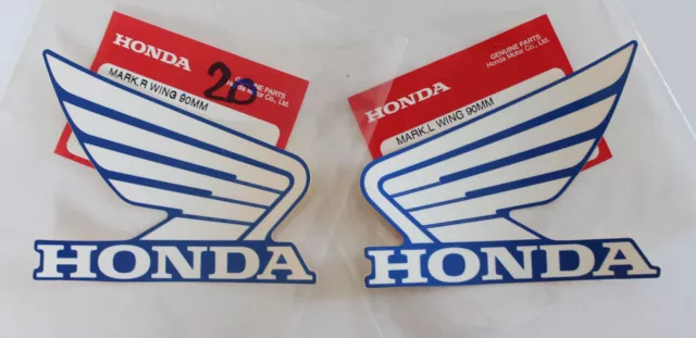 2 X HONDA WING FUEL TANK STICKERS DECALS 90mm WHITE / BLUE ***UK STOCK***