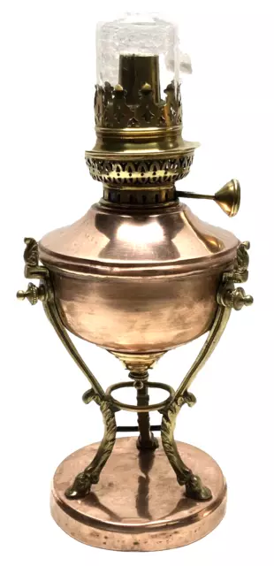 Graziosa Piccolo Lampada A Olio Rame E Bronzo Brassware 19esimo
