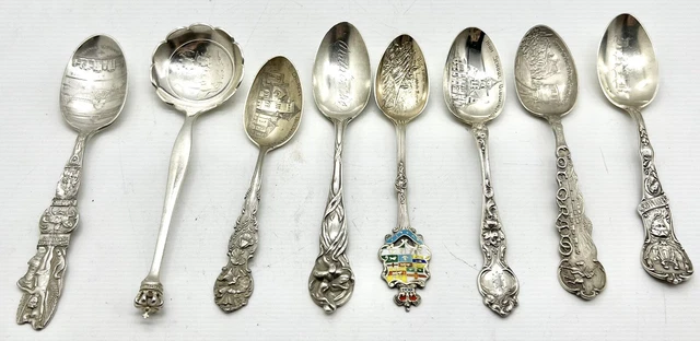 Antique Sterling Souvenir Spoon Lot Illinois St. louis Colorado 143g