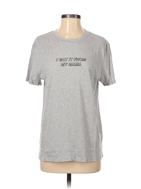 EMI JAY Women Gray Short Sleeve T-Shirt S