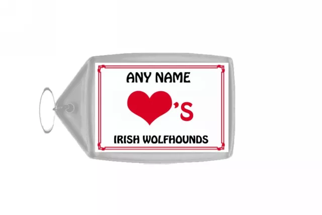 Love Heart Irish Wolfhounds personalisierter Schlüsselring