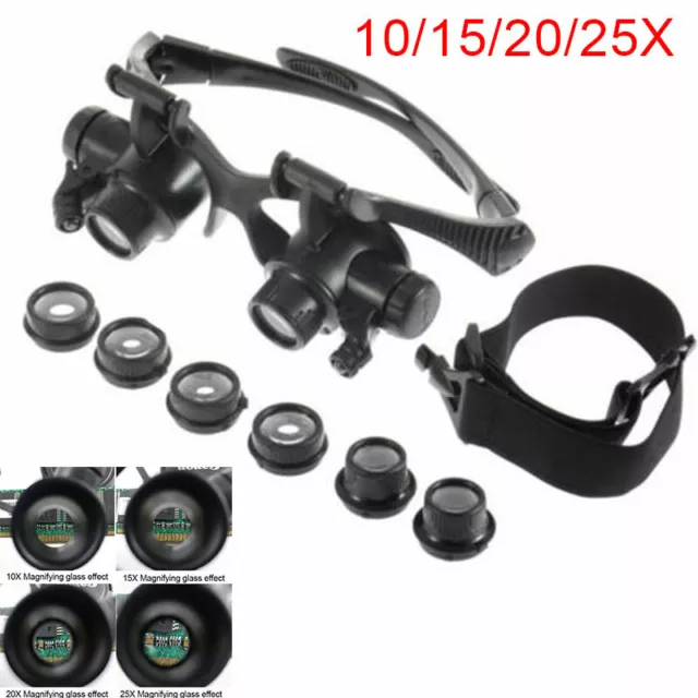 25X Magnifier Magnifying Eye Glass Loupe Jeweler Watch Repair With LED Light New