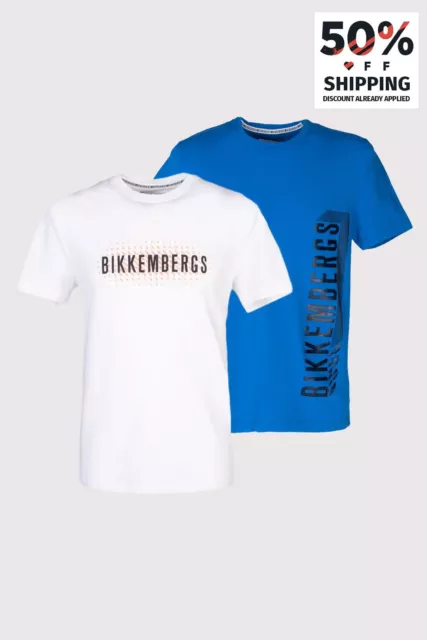 RRP €183 BIKKEMBERGS 2 PACK T-Shirt Top US28-29 EU42 XS Logo Short Sleeve